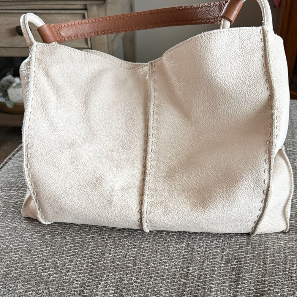 The Sak Felix large Elegant Cream Leather Tote Bag